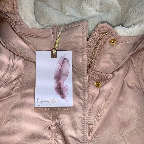 NWT JESSICA SIMPSON Blush Faux Fur Trim Coat - Picture 4 of 8
